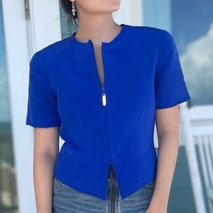 Vintage Shomi Silk Royal Blue Blouse/short-sleeve jacket